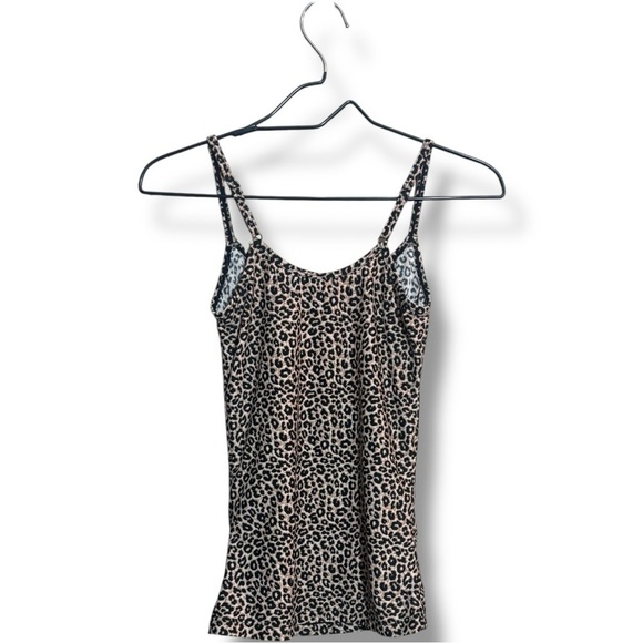 Adrienne Vittadini Black/White Fitted Leopard Print Adjustable Straps Camisole - Picture 5 of 9